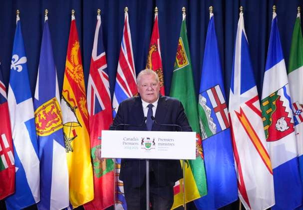 December 16, 2024, Toronto, On, CANADA: Ontario premier Doug Ford speaks to the media during the fall meetings of Canada s premiers hosted by Ontario in Toronto on Monday, December 16, 2024. Toronto CANADA  - ZUMAc35_ 20241216_zaf_c35_002 Copyright: xNathanxDenettex