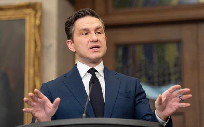 December 16, 2024, Ottawa, On, Canada: Leader of the Conservative Party Pierre Poilievre speaks with reporters in the Foyer of the House of Commons, in Ottawa, Monday, Dec. 16, 2024. Ottawa Canada  - ZUMAc35_ 20241216_zaf_c35_058 Copyright: xAdrianxWyldx