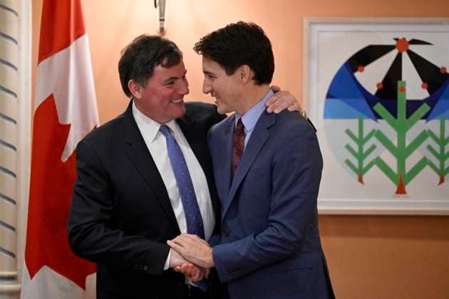 December 16, 2024, Ottawa, On, CANADA: Prime Minister Justin Trudeau congratulates Dominic LeBlanc after he was sworn in as Finance Minister at a swearing in ceremony at Rideau Hall, in Ottawa, Monday, Dec. 16, 2024. Ottawa CANADA  - ZUMAc35_ 20241216_zaf_c35_131 Copyright: xJustinxTangx