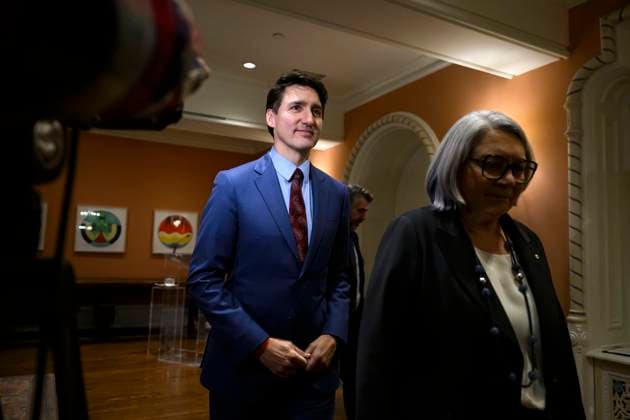 December 16, 2024, Ottawa, On, CAN: Prime Minister Justin Trudeau and Gov. Gen. Mary Simon depart after Dominic LeBlanc, not shown, was sworn in as Finance Minister during a ceremony at Rideau Hall in Ottawa, Monday, Dec. 16, 2024. Ottawa CAN  - ZUMAc35_ 20241216_zaf_c35_148 Copyright: xJustinxTangx