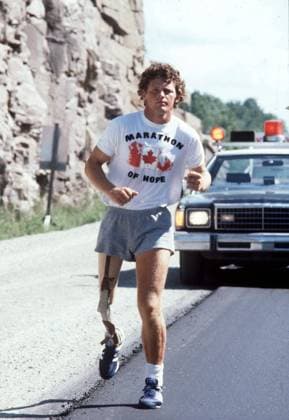 July 31, 1997, Canada: Terry Fox runs during his Marathon of Hope in 1981. Terry Fox has been selected to appear on the next bank note. THE CANADIAN PRESS PHOTO Canada  - ZUMAc35_ 19970731_zaf_c35_003 Copyright: xThexCanadianxPressx