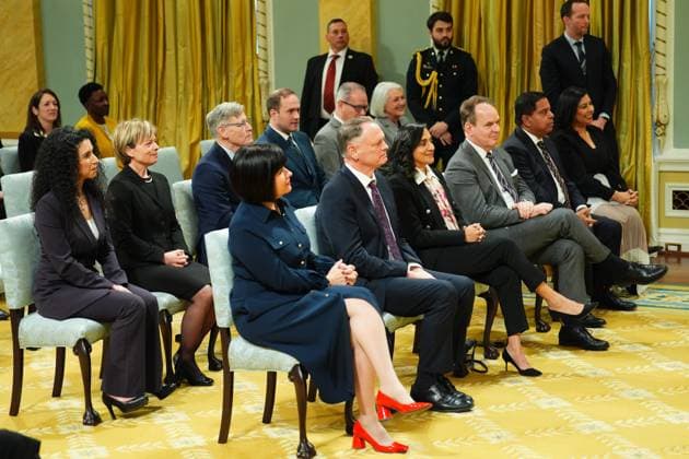 December 20, 2024, Ottawa, On, Canada: Cabinet ministers watch the proceedings during a cabinet swearing-in ceremony at Rideau Hall in Ottawa, on Friday, Dec.20, 2024. Ottawa Canada  - ZUMAc35_ 20241220_zaf_c35_052 Copyright: xSeanxKilpatrickx
