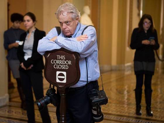 Scott Applewhite UNITED STATES - JANUARY 20: Associated Press photographer J. Scott Applewhite waits for Senators to arrive for their policy luncheons in the Capitol on Wednesday, Jan. 20, 2016. (Photo By Bill Clark CQ Roll Call) Washington DC United States EDITORIAL USE ONLY Copyright: x x2016xCQ-RollxCall,xInc.x BillxClarkx rollcallpix094566