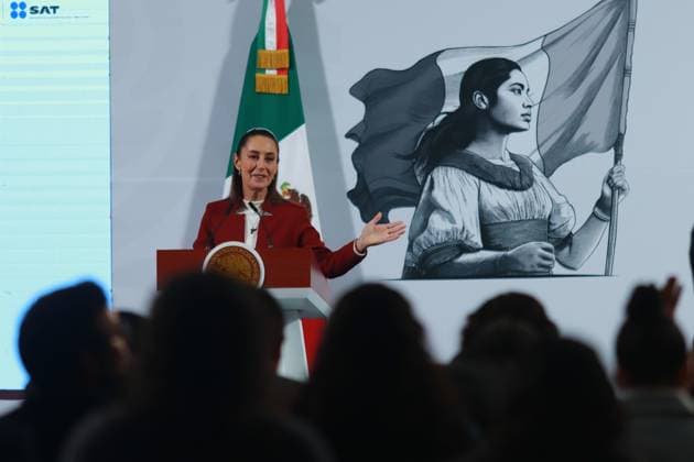 MexicoÃ¢â‚¬â ¢s President, Claudia Sheinbaum speaking about the tax system and the Mexicana de AviacioÂ³n s first anniversary during a briefing conference at National Palace. on December 26, 2024 in Mexico City, Mexico. Mexico City Mexico - ZUMAe321 20241226_zia_e321_009 Copyright: xCarlosxSantiagox