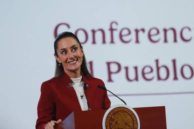 MexicoÃ¢â‚¬â ¢s President, Claudia Sheinbaum speaking about the tax system and the Mexicana de AviacioÂ³n s first anniversary during a briefing conference at National Palace. on December 26, 2024 in Mexico City, Mexico. Mexico City Mexico - ZUMAe321 20241226_zia_e321_012 Copyright: xCarlosxSantiagox
