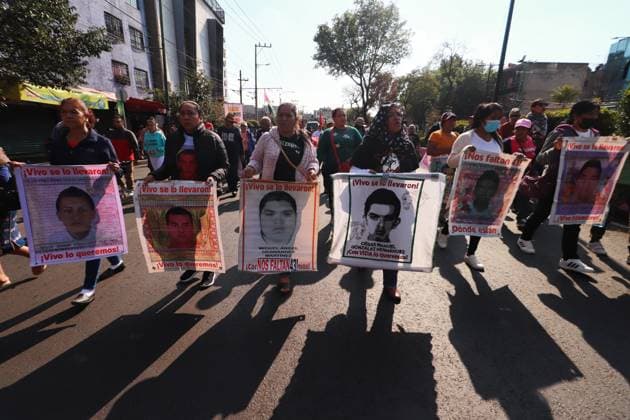Relatives of the 43 missing students from Ayotzinapa Demonstration Relatives of the 43 missing students from Ayotzinapa take part during a demonstration from the Glorieta de Peralvillo to the Basilica of Guadalupe. on December 26, 2024 in Mexico City, Mexico. (Photo by Carlos Santiago Eyepix Group). Copyright: xCarlosxSantiago xEyepixxGroupx CS_26122024_139684