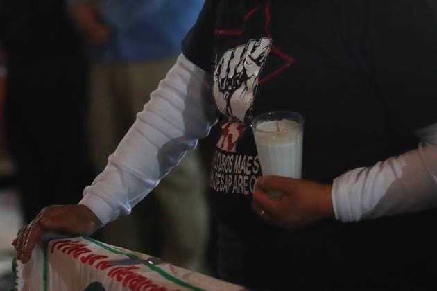Relatives of the 43 missing students from Ayotzinapa during a holy mass in honor of the students disappeared at Basilica of Guadalupe. on December 26, 2024 in Mexico City, Mexico. Mexico City Mexico - ZUMAe321 20241226_zia_e321_036 Copyright: xCarlosxSantiagox