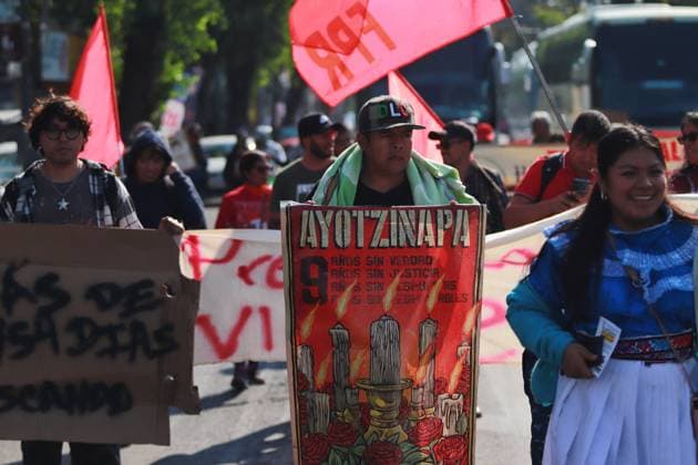 Relatives Of The 43 Missing Students Rally - Mexico City Rural students of Ayotzinapa taking part during a demonstration for the 43 missing students from Ayotzinapa from the Glorieta de Peralvillo to the Basilica of Guadalupe. Mexico City, Mexico, December 26, 2024. Photo by Carlos Santiago Eyepix Group ABACAPRESS.COM. Mexico City Mexico  Copyright: xEyepix ABACAx