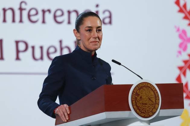 Mexico™s President Claudia Sheinbaum Briefing Mexico s President Claudia Sheinbaum, speaking during a briefing conference about the National Development Plan, which defines the economic, social and political priorities for the six-year term, and the evolution of the price of regular gasoline at the National Palace. on January 3, 2024 in Mexico City, Mexico. (Photo by Carlos Santiago Eyepix Group) Copyright: xCarlosxSantiago xEyepixxGroupx CS_03012025_139891