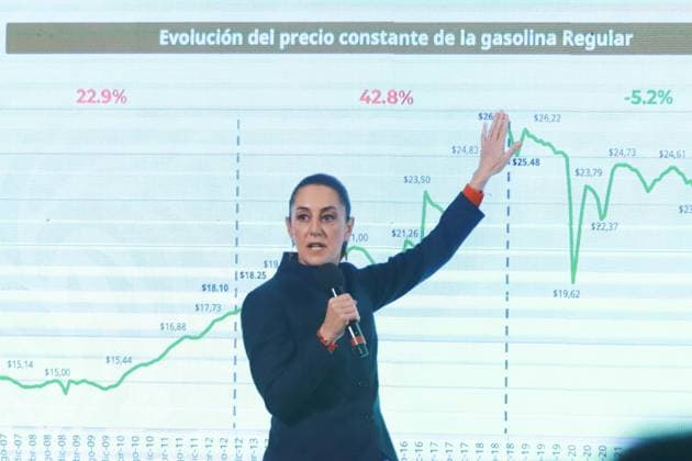 Mexico™s President Claudia Sheinbaum Briefing Mexico s President Claudia Sheinbaum, speaking during a briefing conference about the National Development Plan, which defines the economic, social and political priorities for the six-year term, and the evolution of the price of regular gasoline at the National Palace. on January 3, 2024 in Mexico City, Mexico. Mexico City CDMX Mexico Copyright: xCarlosxSantiagox