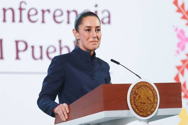 Mexico™s President Claudia Sheinbaum Briefing Mexico s President Claudia Sheinbaum, speaking during a briefing conference about the National Development Plan, which defines the economic, social and political priorities for the six-year term, and the evolution of the price of regular gasoline at the National Palace. on January 3, 2024 in Mexico City, Mexico. Mexico City CDMX Mexico Copyright: xCarlosxSantiagox