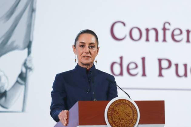Mexico™s President Claudia Sheinbaum Briefing Mexico s President Claudia Sheinbaum, speaking during a briefing conference about the National Development Plan, which defines the economic, social and political priorities for the six-year term, and the evolution of the price of regular gasoline at the National Palace. on January 3, 2024 in Mexico City, Mexico. Mexico City CDMX Mexico Copyright: xCarlosxSantiagox