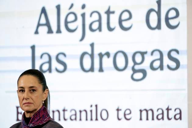 Claudia Sheinbaum Pardo, President of Mexico speaking during the press conference where the campaign Ã¢â‚¬oeStay away from drugs, fentanyl kills you!Ã¢â‚¬Â was announced. at National Palace. on January 7, 2025 in Mexico City, Mexico. Mexico City Mexico - ZUMAe321 20250107_zia_e321_021 Copyright: xLuisxBarronx