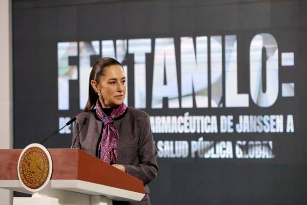 Claudia Sheinbaum Pardo, President of Mexico speaking during the press conference where the campaign Ã¢â‚¬oeStay away from drugs, fentanyl kills you!Ã¢â‚¬Â was announced. at National Palace. on January 7, 2025 in Mexico City, Mexico. Mexico City Mexico - ZUMAe321 20250107_zia_e321_022 Copyright: xLuisxBarronx