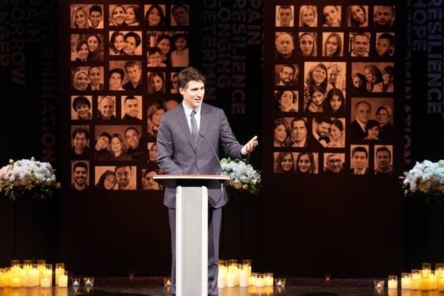 January 8, 2025, Richmond Hill, On, CANADA: Prime Minister Justin Trudeau speaks on stage during an event to commemorate the fifth anniversary of the downing of Ukraine International Airlines Flight 752, in Richmond Hill, Ont., Wednesday, Jan. 8, 2025. Richmond Hill CANADA  - ZUMAc35_ 20250108_zaf_c35_103 Copyright: xNathanxDenettex