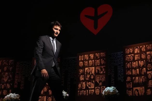 January 8, 2025, Richmond Hill, On, CANADA: Prime Minister Justin Trudeau leaves the stage after speaking during an event to commemorate the fifth anniversary of the downing of Ukraine International Airlines Flight 752, in Richmond Hill, Ont., Wednesday, Jan. 8, 2025. Richmond Hill CANADA  - ZUMAc35_ 20250108_zaf_c35_117 Copyright: xNathanxDenettex