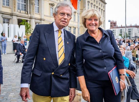 Opening Humboldtforum in Berlin, with Wilhelm from Boddien, Foerderverein Berlin Castle e V to Stroke, and Monika Gruetters, Minister of State for Culture, Berlin Germany, Germany