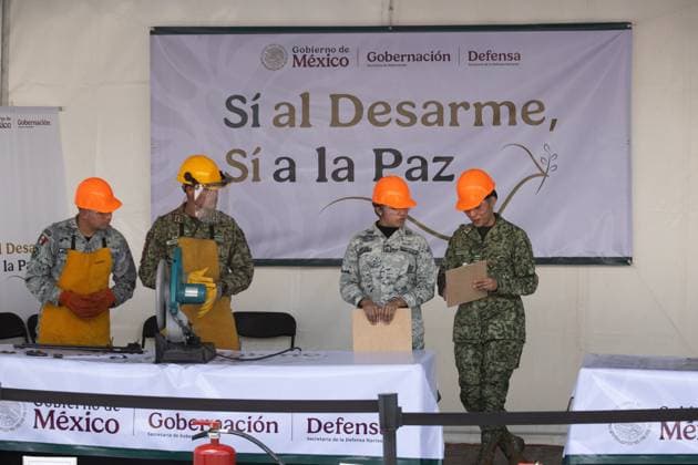 January 10, 2025, Mexico City, Mexico: The President of Mexico, Claudia Sheinbaum attended the launch ceremony, at the national level, of the program Ã¢â‚¬oeYes to Disarmament, Yes to PeaceÃ¢â‚¬Â, which is part of the security strategy of the Government she heads. The ceremony took place in front of the Basilica of Guadalupe in the Mexican capital. Mexico City Mexico - ZUMAl178 20250110_znp_l178_033 Copyright: xCristianxLeyvax