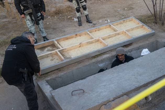 January 10, 2025, Juarez, Chihuahua, Mexico: Authorities uncover a secret tunnel between Ciudad Juarez and El Paso, used for human trafficking and illicit activities. JuoÂ¡Rez Mexico - ZUMAp241 20250110_zip_p241_016 Copyright: xDavidxPeinadox