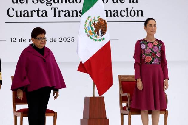 Claudia Sheinbaum Mark 100 Days As President Of Mexico Mexico s President Claudia Sheinbaum, during an event to mark her first 100 days as President of Mexico at the Zocalo main Square. on January 12, 2025 in Mexico City, Mexico. Photo by Luis Barron Eyepix Group ABACAPRESS.COM Mexico City Mexico  Copyright: xBarronxLuis Eyepix ABACAx