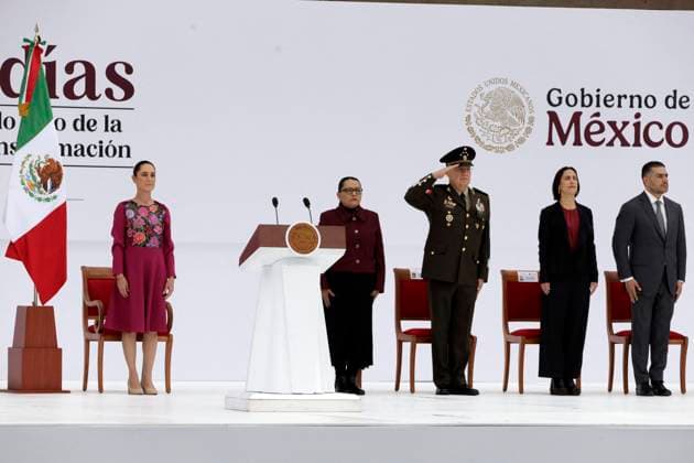Claudia Sheinbaum Mark 100 Days As President Of Mexico Mexico s President Claudia Sheinbaum, during an event to mark her first 100 days as President of Mexico at the Zocalo main Square. on January 12, 2025 in Mexico City, Mexico. Photo by Luis Barron Eyepix Group ABACAPRESS.COM Mexico City Mexico  Copyright: xBarronxLuis Eyepix ABACAx