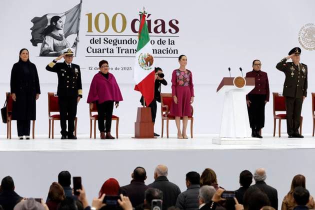 Claudia Sheinbaum Mark 100 Days As President Of Mexico Mexico s President Claudia Sheinbaum, during an event to mark her first 100 days as President of Mexico at the Zocalo main Square. on January 12, 2025 in Mexico City, Mexico. Photo by Luis Barron Eyepix Group ABACAPRESS.COM Mexico City Mexico  Copyright: xBarronxLuis Eyepix ABACAx