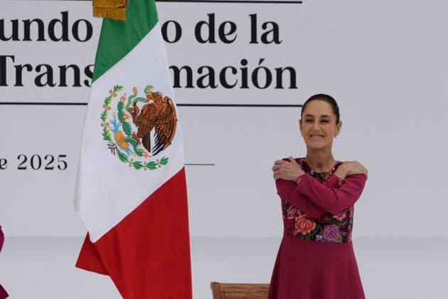 Claudia Sheinbaum Mark 100 Days As President Of Mexico Mexico s President Claudia Sheinbaum, waves for supporters at an event to mark her first 100 days as President of Mexico at the Zocalo main Square. on January 12, 2025 in Mexico City, Mexico. Photo by Luis Barron Eyepix Group ABACAPRESS.COM Mexico City Mexico  Copyright: xBarronxLuis Eyepix ABACAx