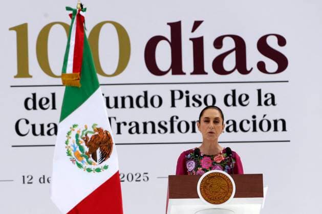 Claudia Sheinbaum Mark 100 Days As President Of Mexico Mexico s President Claudia Sheinbaum, speaking during an event to mark her first 100 days as President of Mexico at the Zocalo main Square. on January 12, 2025 in Mexico City, Mexico. Photo by Luis Barron Eyepix Group ABACAPRESS.COM Mexico City Mexico  Copyright: xBarronxLuis Eyepix ABACAx