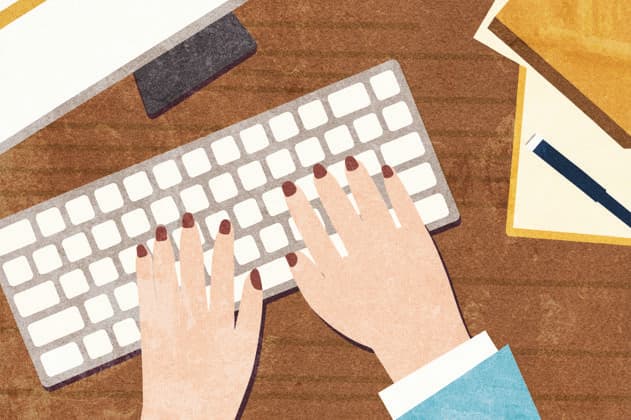 PR_ID25931_10317_IlustraBusiness.jpg A creative illustration of hands with painted nails typing on a white keyboard, set on a wooden desk with office accessories Perfect for business, productivity, or remote work themes, Property released Model Released AdalbertoRodriguez_ID25931_748601_002 Copyright: xAdalbertoxRodriguezx RECORD DATE NOT STATED