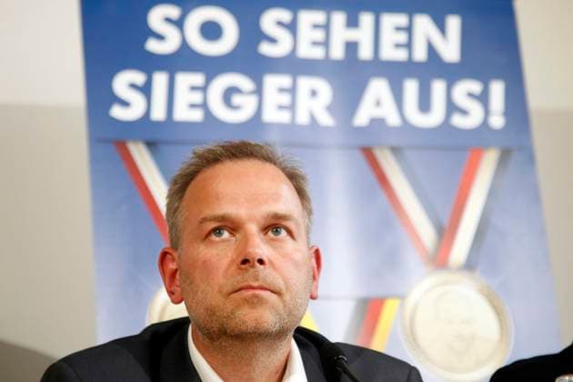 Landtagswahl in Mecklenburg-Vorpommern, PK der Partei Alternative fuer Deutschland, AfD, in Berlin mit Leif-Erik Holm, Spitzenkandidat MV, Berlin Deutschland, Germany *** State election in Mecklenburg Western Pomerania, PK the Party Alternative for Germany, AfD, in Berlin with Leif Erik Holm, Top candidate MV, Berlin Germany, Germany