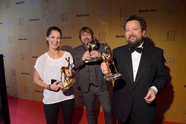 Yvonne Catterfeld, Die Prinzen, Sebastian Krumbiegel, bei der Verleihung des BAMBI 2015 in Berlin, Roter Teppich, Berlin Deutschland, Germany *** Yvonne Catterfeld, the Princes, Sebastian Krumbiegel, at the award Ceremony of Bambi 2015 in Berlin, Red Carpet, Berlin Germany, Germany