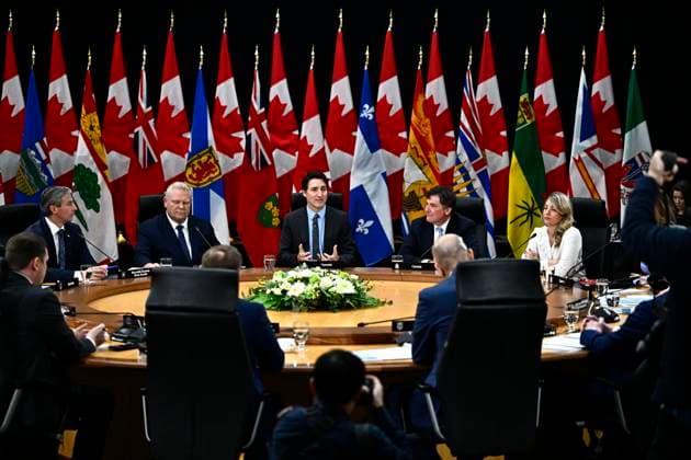 January 15, 2025, Ottawa, On, Canada: Prime Minister Justin Trudeau speaks during a first ministers meeting in Ottawa, on Wednesday, Jan. 15, 2025. Ottawa Canada  - ZUMAc35_ 20250115_zaf_c35_067 Copyright: xJustinxTangx