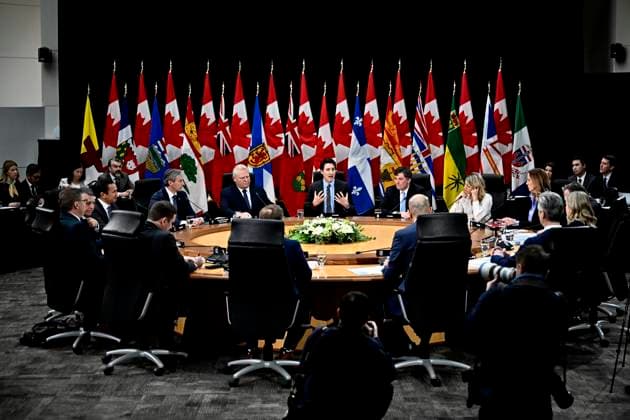 January 15, 2025, Ottawa, On, Canada: Prime Minister Justin Trudeau speaks during a first ministers meeting in Ottawa, on Wednesday, Jan. 15, 2025. Ottawa Canada  - ZUMAc35_ 20250115_zaf_c35_091 Copyright: xJustinxTangx