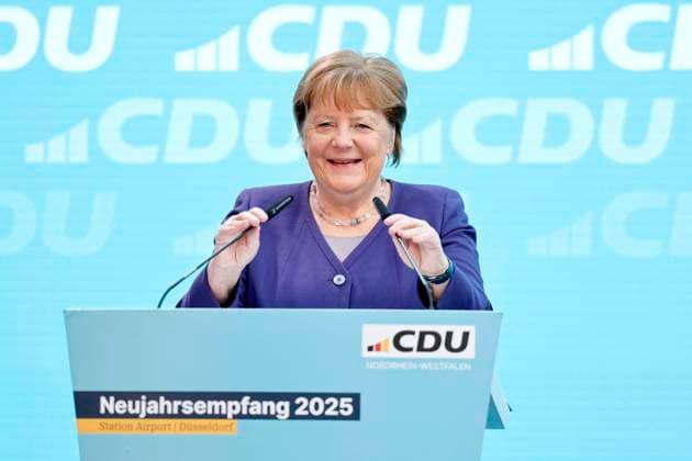 Bilder des Jahres 2025, News 01 Januar News Themen der Woche KW03 News Bilder des Tages Dr. Angela Merkel, Bundeskanzlerin a. D., beim Neujahrsempfang der NRW CDU in der Düsseldorfer Station Airport am Düsseldorfer Flughafen. Düsseldorf, 18.01.2025 NRW Deutschland *** Dr Angela Merkel, former Federal Chancellor, at the New Years reception of the NRW CDU in the Düsseldorf Airport Station at Düsseldorf Airport Düsseldorf, 18 01 2025 NRW Germany Copyright: xChristophxHardtx