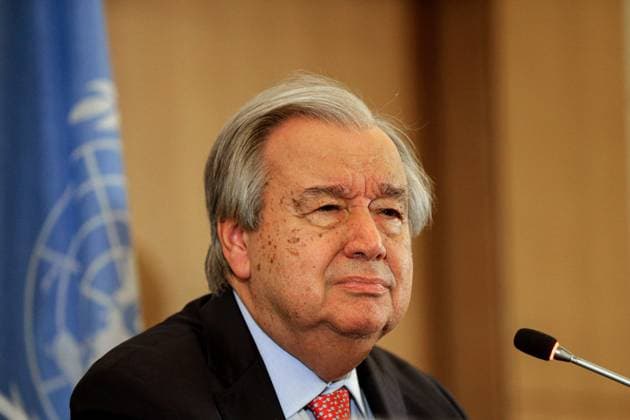 News Themen der Woche KW03 News Bilder des Tages January 18, 2025, Beirut, Beirut, Lebanon: United Nations chief Antonio Guterres gestures as he addresses journalists during a press conference to conclude his two-day visit to Lebanon. Guterres said a more hopeful future awaits Lebanon after meeting its new leaders ahead of a deadline for implementing a fragile Israel-Hezbollah ceasefire. Beirut Lebanon - ZUMAn313 20250118_zip_n313_007 Copyright: xMarwanxNaamanix