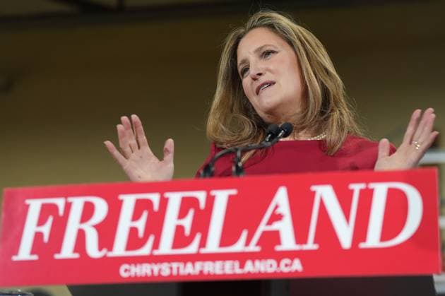 News Bilder des Tages January 19, 2025, Toronto, On, Canada: Former finance minister Chrystia Freeland speaks at a press conference in Toronto on Sunday Jan. 19, 2025, as she kicks off her campaign to become the next Liberal party leader. Toronto Canada  - ZUMAc35_ 20250119_zaf_c35_023 Copyright: xFrankxGunnx