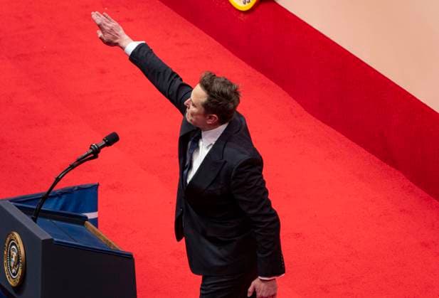 Bilder des Jahres 2025, News 01 Januar News Themen der Woche KW04 News Bilder des Tages January 20, 2025, Washington Dc, Ca - California, United States: Elon Musk salutes the crowd at an indoor Presidential Inauguration parade event for President Donald Trump in Washington, Monday, Jan. 20, 2025. Washington Dc United States - ZUMAs44_ 20250120_zaf_s44_016 Copyright: xK.C.xAlfredx