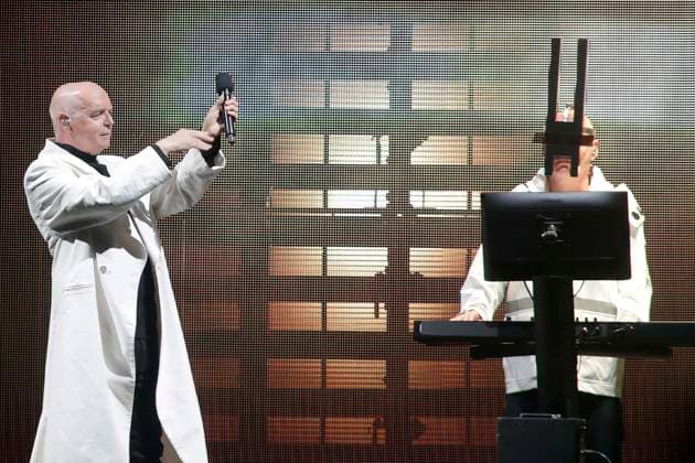 Pet Shop Boys, Singers Neil Tennant, Keyboardist Chris Lowe, at Concert Live in the Via Arena in Berlin, Music, Pop, Berlin Germany, Germany