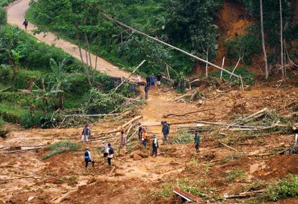 Bilder des Jahres 2025, News 01 Januar News Themen der Woche KW04 News Bilder des Tages (250122) -- PEKALONGAN, Jan. 22, 2025 -- Villagers walk on the muddy area near the site of a landslide in Kasimpar Village of Pekalongan, Central Java, Indonesia, Jan. 22, 2025. The death toll from a landslide in the region of Central Java province in Indonesia has risen to 20, according to the country s National Disaster Mitigation Agency (BNPB). (Photo by Xinhua) INDONESIA-CENTRAL JAVA-LANDSLIDE-RESCUE Kalila 