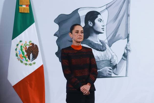 Mexico™s President Claudia Sheinbaum Briefing Mexico s President, Claudia Sheinbaum speaking during a briefing conference about the immigration issue after Donald Trump took office as the 47th President of the United States, briefing held at the National Palace. on January 22, 2025 in Mexico City, Mexico. Mexico City CDMX Mexico Copyright: xCarlosxSantiagox