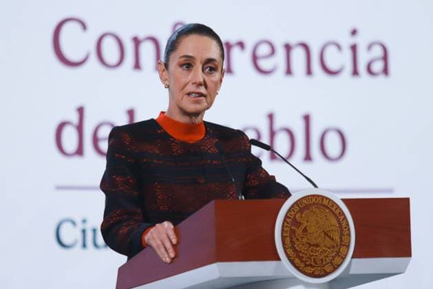 Mexico™s President Claudia Sheinbaum Briefing Mexico s President, Claudia Sheinbaum speaking during a briefing conference about the immigration issue after Donald Trump took office as the 47th President of the United States, briefing held at the National Palace. on January 22, 2025 in Mexico City, Mexico. Mexico City CDMX Mexico Copyright: xCarlosxSantiagox