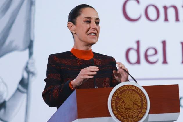 Mexico™s President Claudia Sheinbaum Briefing Mexico s President, Claudia Sheinbaum speaking during a briefing conference about the immigration issue after Donald Trump took office as the 47th President of the United States, briefing held at the National Palace. on January 22, 2025 in Mexico City, Mexico. Mexico City CDMX Mexico Copyright: xCarlosxSantiagox