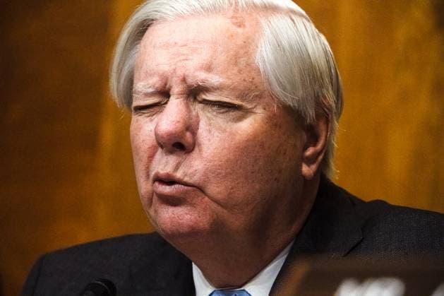 January 23, 2025, Washington Dc, New York, USA: Senator Lindsey Graham questions Russell Vought as he testifies at the Senate confirmation hearing as President Donald Trump again chooses him for OMB director, in Washington D.C. on January 22, 2025 Washington Dc USA - ZUMAb230 20250123_znp_b230_010 Copyright: xLauraxBrettx