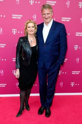 Claudia Kleinert, Weather fairy, and Michael Souvignier at the Telekom entertain TV Night in Berlin, Red Carpet, Berlin Germany, Germany