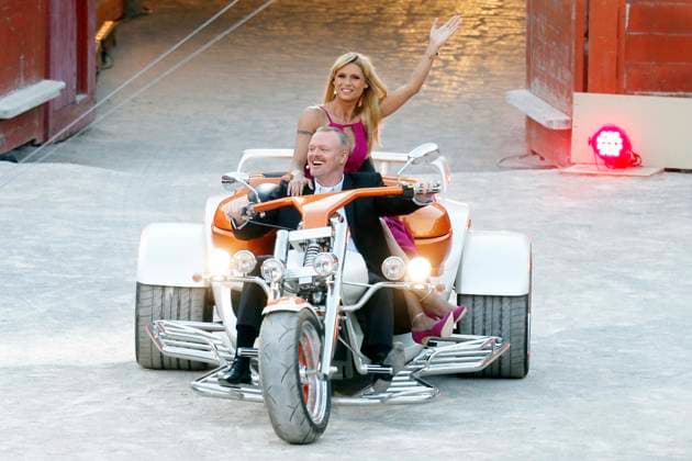 Stefan Raab and Michelle Hunziker, Trike, at Bets that from the Coliseo Balear in Palma de Majorca, 206 Consequence, TV show of ZDF, Summer Bets that, Mallorca Spain, Espana