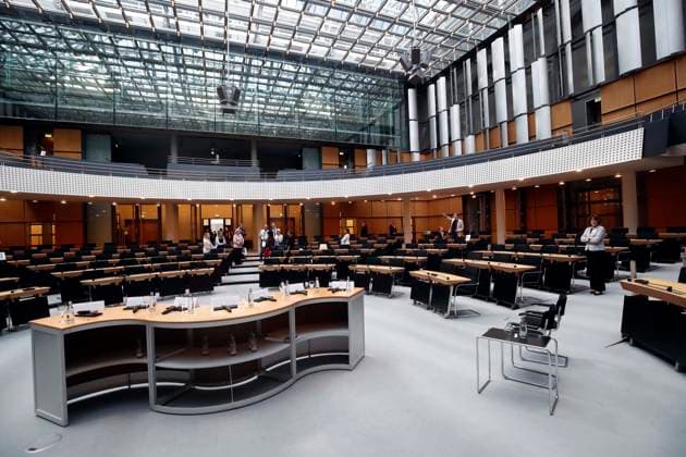 Plenum Berliner Abgeordnetenhaus, Landesparlament, Berlin, Uebrsicht, totale, leer, Berlin Deutschland, Germany *** Plenary Session Berlin House of Representatives, State parliament, Berlin, Overview, total, blank, Berlin Germany, Germany