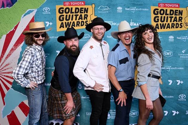 TAMWORTH COUNTRY MUSIC FESTIVAL, Fanny Lumsden and The Prawnstars arrive at the Golden Guitar Awards during the 53rd Tamworth Country Music Festival in Tamworth, NSW, Saturday, January 25, 2025. ( NO ARCHIVING, EDITORIAL USE ONLY, NO USE IN BOOKS WITHOUT CONSENT TAMWORTH NEW SOUTH WALES AUSTRALIA  Copyright: xBIANCAxDExMARCHIx 20250125198677234280