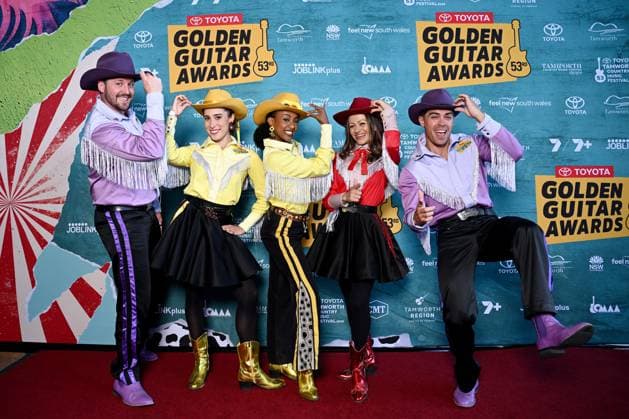 TAMWORTH COUNTRY MUSIC FESTIVAL, The Wiggles arrive at the Golden Guitar Awards during the 53rd Tamworth Country Music Festival in Tamworth, NSW, Saturday, January 25, 2025. ( NO ARCHIVING, EDITORIAL USE ONLY, NO USE IN BOOKS WITHOUT CONSENT TAMWORTH NEW SOUTH WALES AUSTRALIA  Copyright: xBIANCAxDExMARCHIx 20250125190286321914