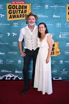 TAMWORTH COUNTRY MUSIC FESTIVAL, Luke O?Shea (left) arrives at the Golden Guitar Awards during the 53rd Tamworth Country Music Festival in Tamworth, NSW, Saturday, January 25, 2025. ( NO ARCHIVING, EDITORIAL USE ONLY, NO USE IN BOOKS WITHOUT CONSENT TAMWORTH NEW SOUTH WALES AUSTRALIA  Copyright: xBIANCAxDExMARCHIx 20250125174686110942