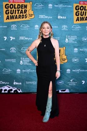 TAMWORTH COUNTRY MUSIC FESTIVAL, Ashleigh Dallas arrives at the Golden Guitar Awards during the 53rd Tamworth Country Music Festival in Tamworth, NSW, Saturday, January 25, 2025. ( NO ARCHIVING, EDITORIAL USE ONLY, NO USE IN BOOKS WITHOUT CONSENT TAMWORTH NEW SOUTH WALES AUSTRALIA  Copyright: xBIANCAxDExMARCHIx 20250125171253152139